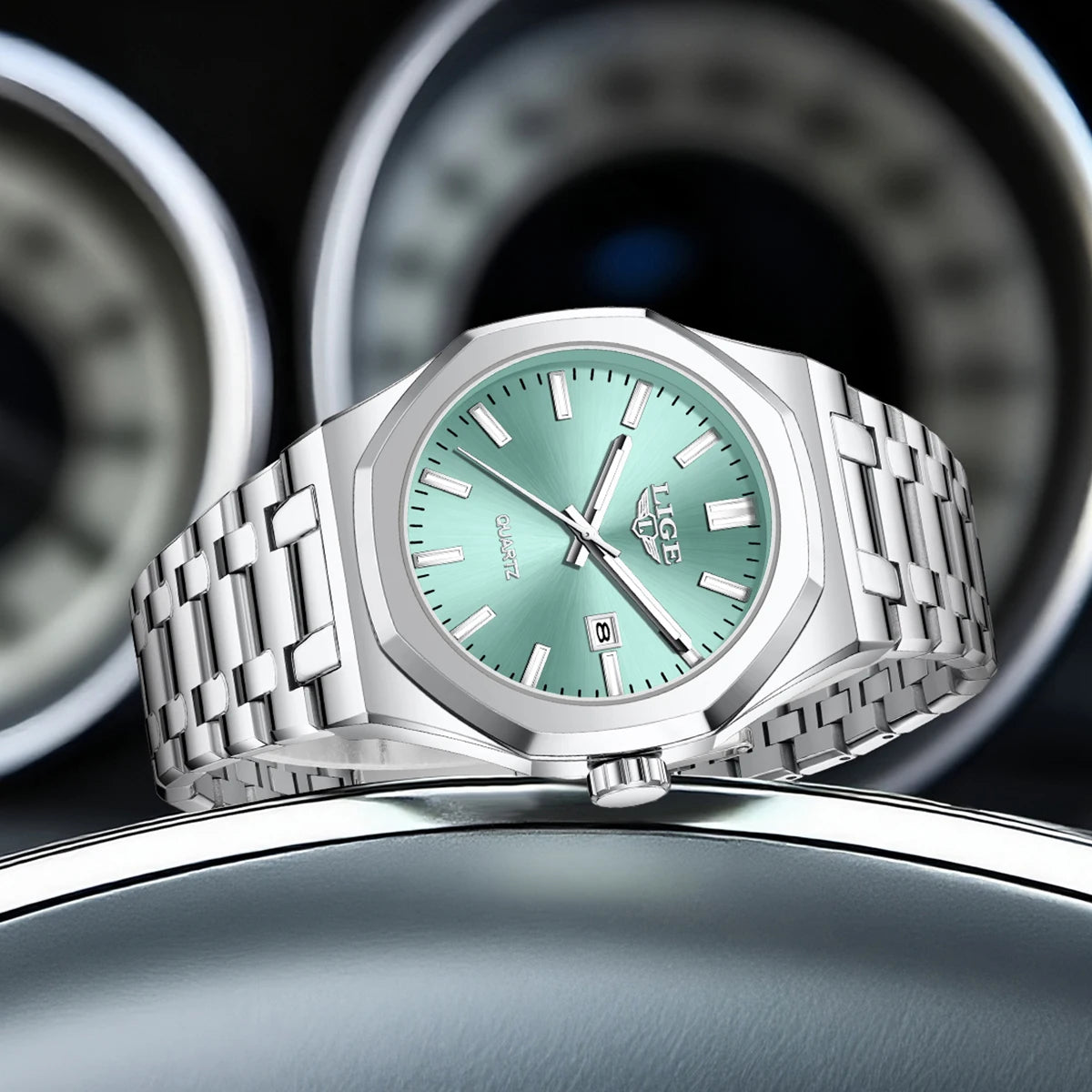 LIGE Watch For Men Original Top Brand Luminous Date Stainless Steel Men's Watches Business Waterproof Japan Movement Wristwatch