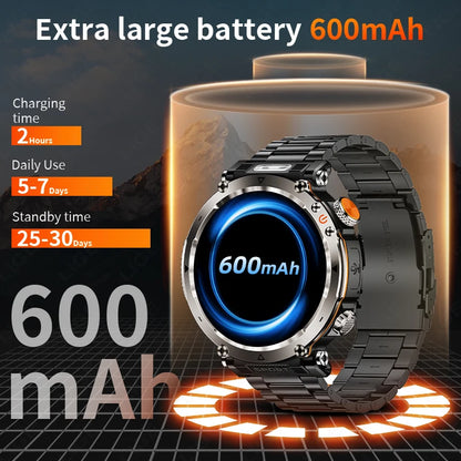 LIGE New Outdoor Flashlight Smart Watch Men 600mAh Smartwatch Bluetooth Call Heart Rate IP68 Waterproof Sports Smartwatches 2025