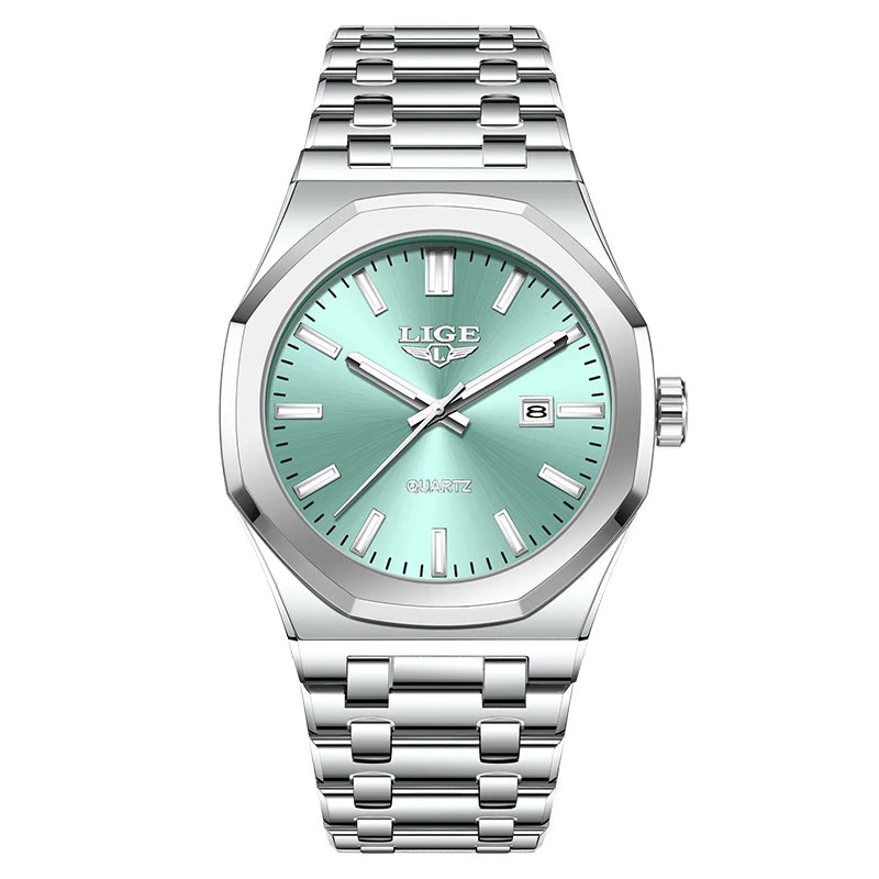 LIGE Watch For Men Original Top Brand Luminous Date Stainless Steel Men's Watches Business Waterproof Japan Movement Wristwatch