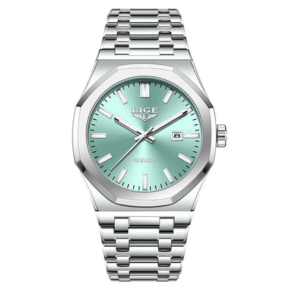 LIGE Watch For Men Original Top Brand Luminous Date Stainless Steel Men's Watches Business Waterproof Japan Movement Wristwatch