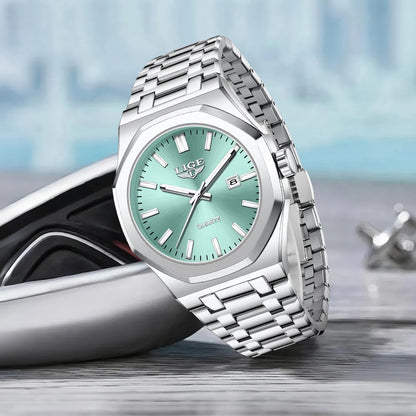 LIGE Watch For Men Original Top Brand Luminous Date Stainless Steel Men's Watches Business Waterproof Japan Movement Wristwatch