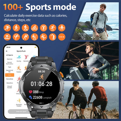 LIGE 1000mAh Large Battery Men Smart Watch Outdoor Flashlight Bluetooth Call Waterproof Sport Fitness Smartwatch For Xiaomi 2025
