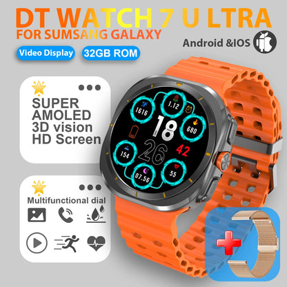 2025 New Watch 7 Ultra Smart Watch Men 32GB Memory 3D Video Display Sports SmartWatch GPS NFC Compass Blood oxygen Smartwatch