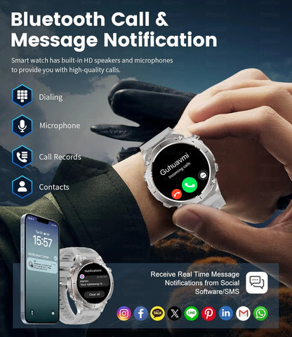 New T-Rex 3 GPS Smart Watch 1.43" AMOLED 10ATM Waterproof Built-in Dual-band GNSS Compass Military Sport Smartwatch Men Bracelet
