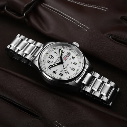 Carnival Brand Fashion Watch for Men Luxury Solid Stainless Steel Luminous Calendar Quartz Wristwatches Waterproof Montre Homme