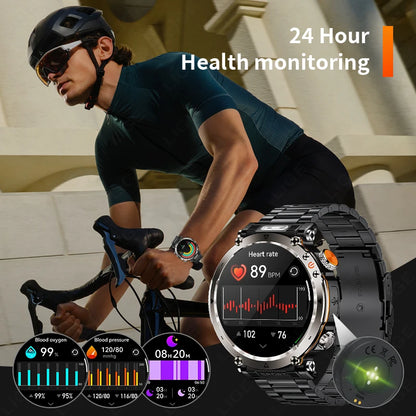 LIGE New Outdoor Flashlight Smart Watch Men 600mAh Smartwatch Bluetooth Call Heart Rate IP68 Waterproof Sports Smartwatches 2025