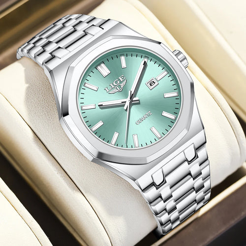 LIGE Watch For Men Original Top Brand Luminous Date Stainless Steel Men's Watches Business Waterproof Japan Movement Wristwatch