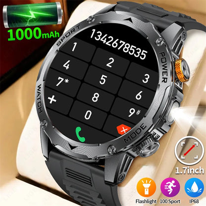 LIGE 1000mAh Large Battery Men Smart Watch Outdoor Flashlight Bluetooth Call Waterproof Sport Fitness Smartwatch For Xiaomi 2025