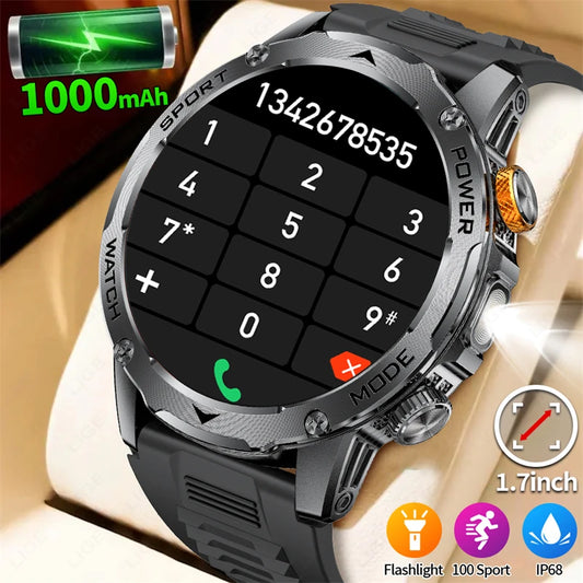 LIGE 1000mAh Large Battery Men Smart Watch Outdoor Flashlight Bluetooth Call Waterproof Sport Fitness Smartwatch For Xiaomi 2025