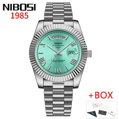 NIBOSI Brand Luxury Gold Red Quartz Watch for Men Stainless Steel Waterproof Luminous Date Week Fashion Men Watches Reloj Hombre